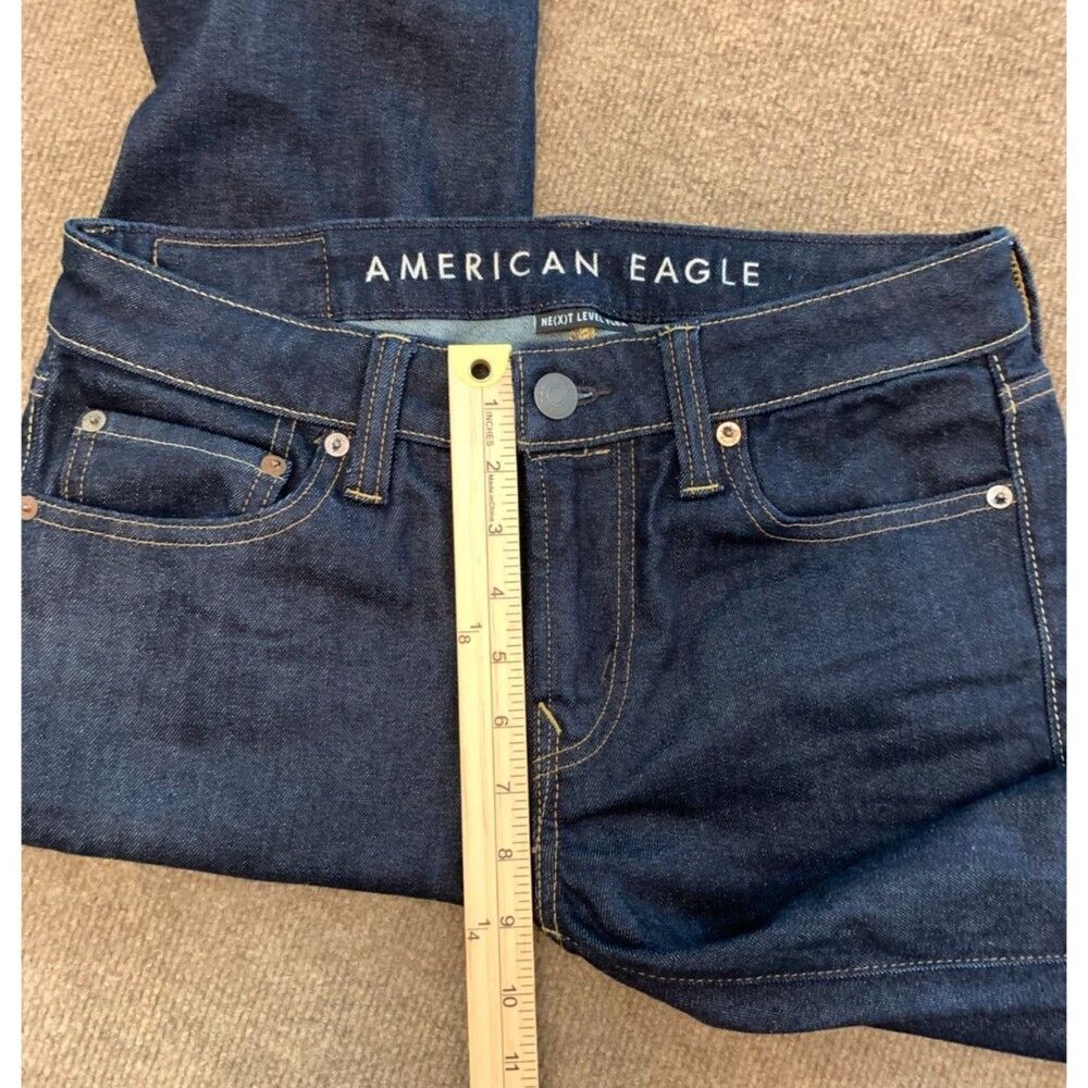 American Eagle Jeans Mens 30x34 Low Rise Skinny Dark Indigo Wash Stretch Denim - Picture 5 of 9